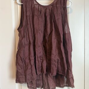 Zara Women's Sleeveless Ramie Brown NWT Top